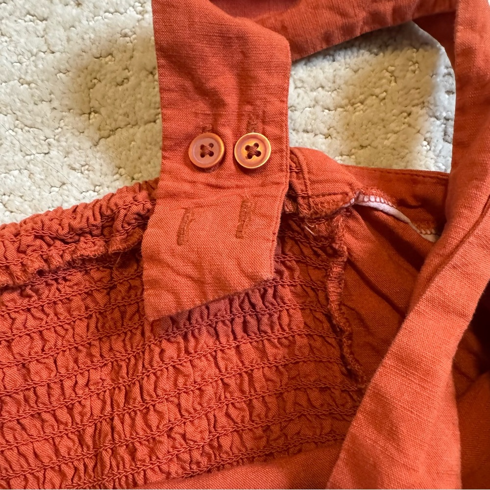 Uniqlo Women's Sleeveless Dress in Rust Orange Rayon Linen Pockets - Picture 5 of 9